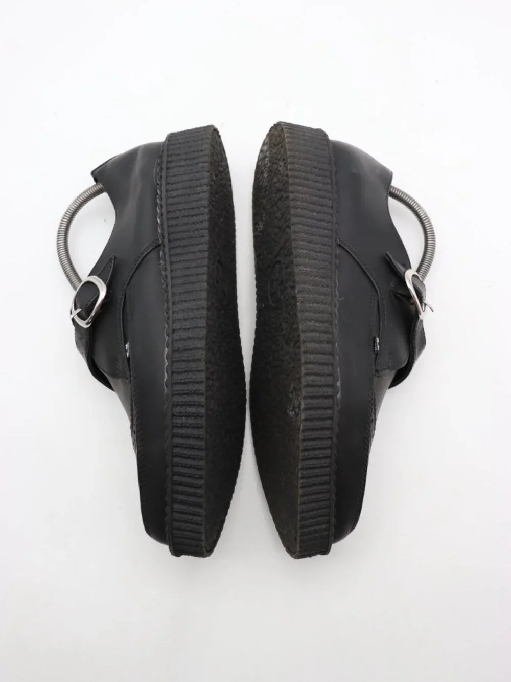 T.U.K. Black Tukskin Wingtip Point Creeper Women's 11 Men's 9 Buckle Shoes